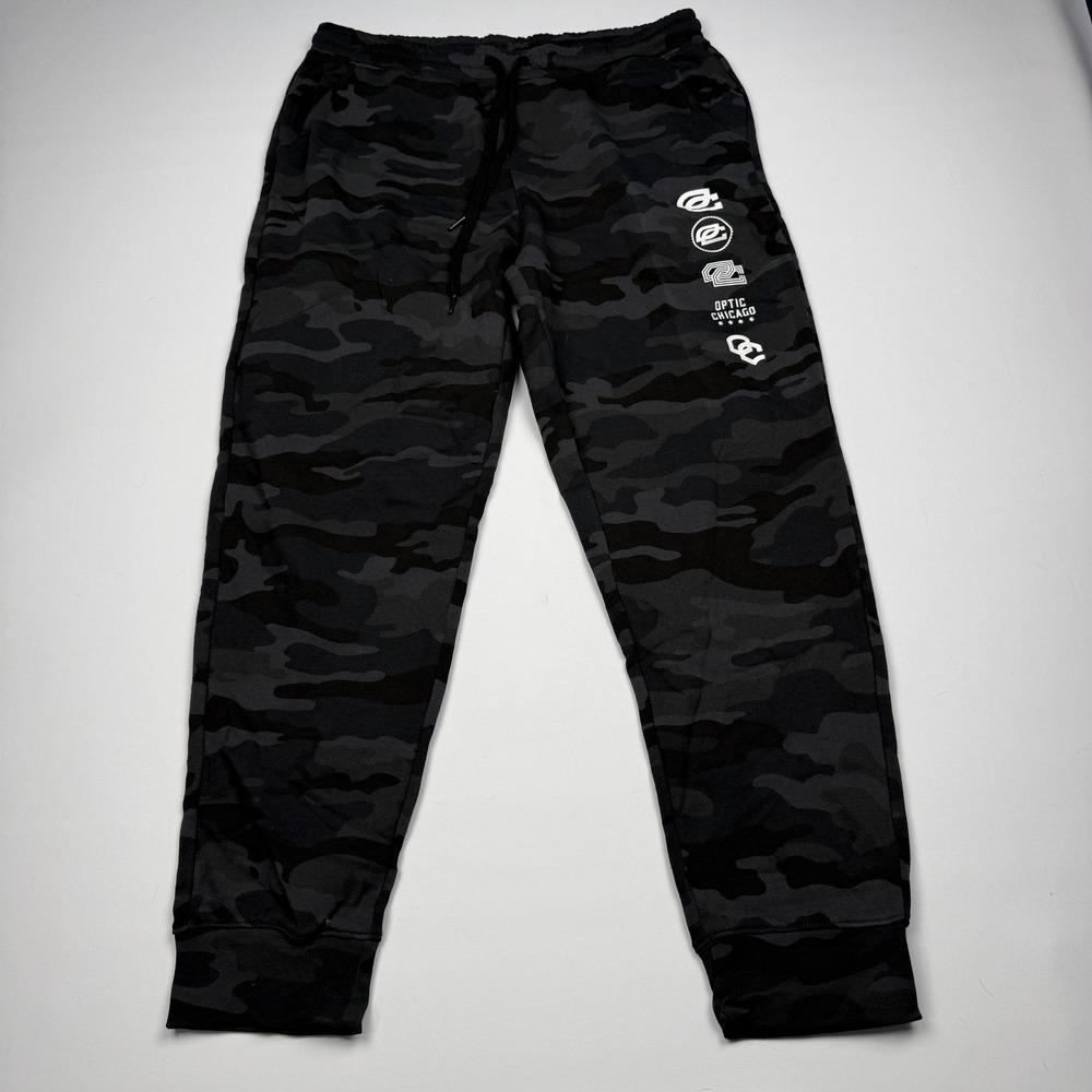OpTic Gaming Chicago Jogger Pants Mens Large Black Camo Fleece Sweatpants Team